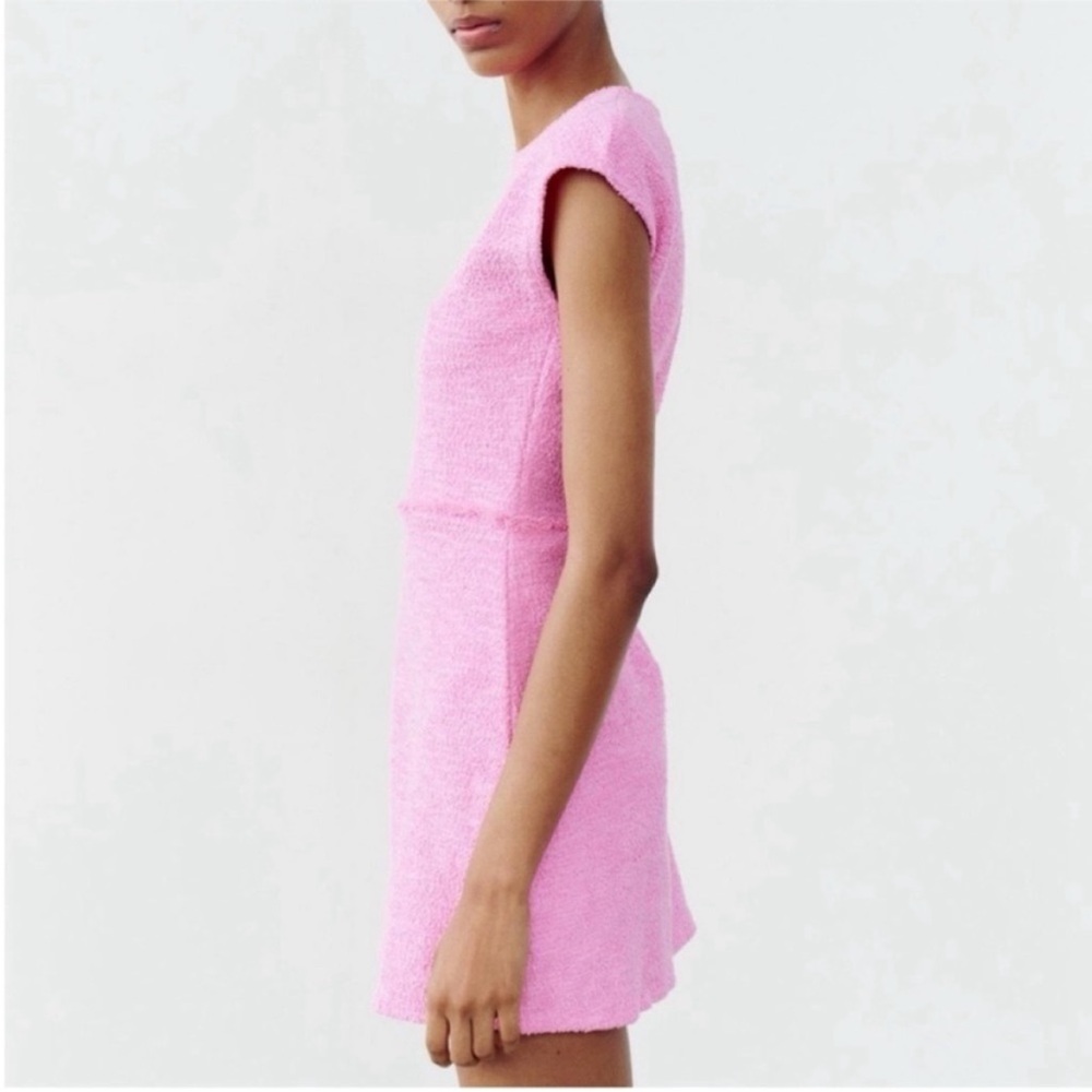 Zara, Pink, TEXTURED JACQUARD DRESS, Large - Picture 6 of 16